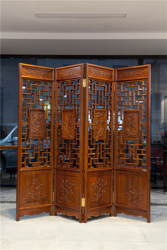 梅蘭竹菊四屏屏風